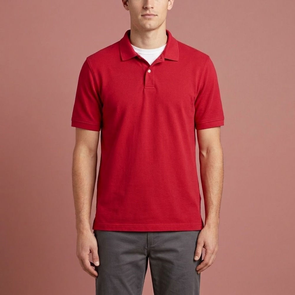 L.L. Bean Polo Shirt Mens Large Tall Red Traditional Fit Cotton EUC